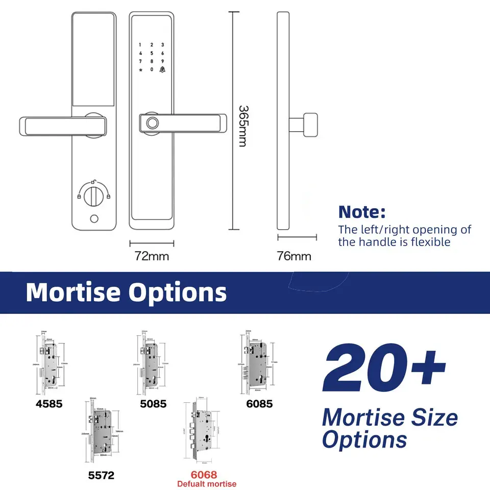 TOPTEQ Zigbee Smart Digital Door Lock For Hotel Biometric Smart Fingerprint Cheap Door Lock Easy Install Apartment Lock
