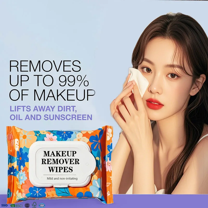 Wholesale Customization Makeup Remover Wipes 100% Biodegradable Towelette  Packaging Single Makeup Remover wet wipes With Logo