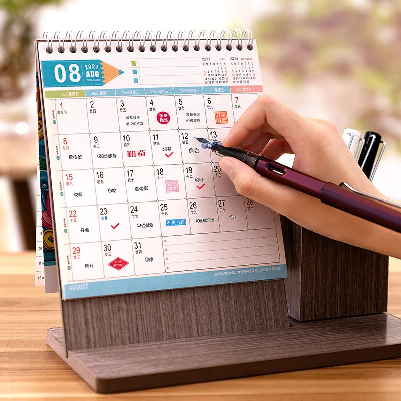 Good Quality Factory Directly Popular Diy Stand Customized Wooden Desk Calendar With Cheap Price