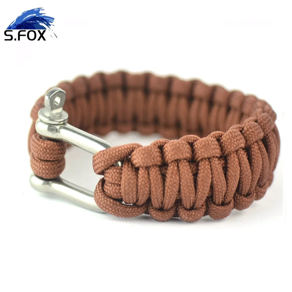Wholesale Promotional Weaved Camo Polyester Rope U Shackle Paracord Survival Bracelet