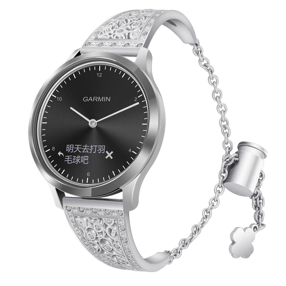 Оптовая продажа, металлический ремешок для часов Garmin HR 20 мм с цветочным узором, регулируемая цепь, металлический браслет для женщин