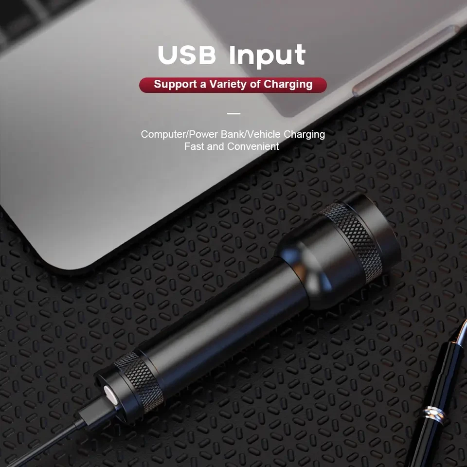 Howlighting Mini Aluminum Alloy Rechargeable Emergency 150lm Flash Light Bright Waterproof Zoomable USB Portable Flashlight