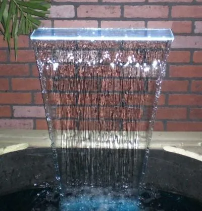 swimming pool water fall equipment acrylic tabletop indoor pool waterfall with led light