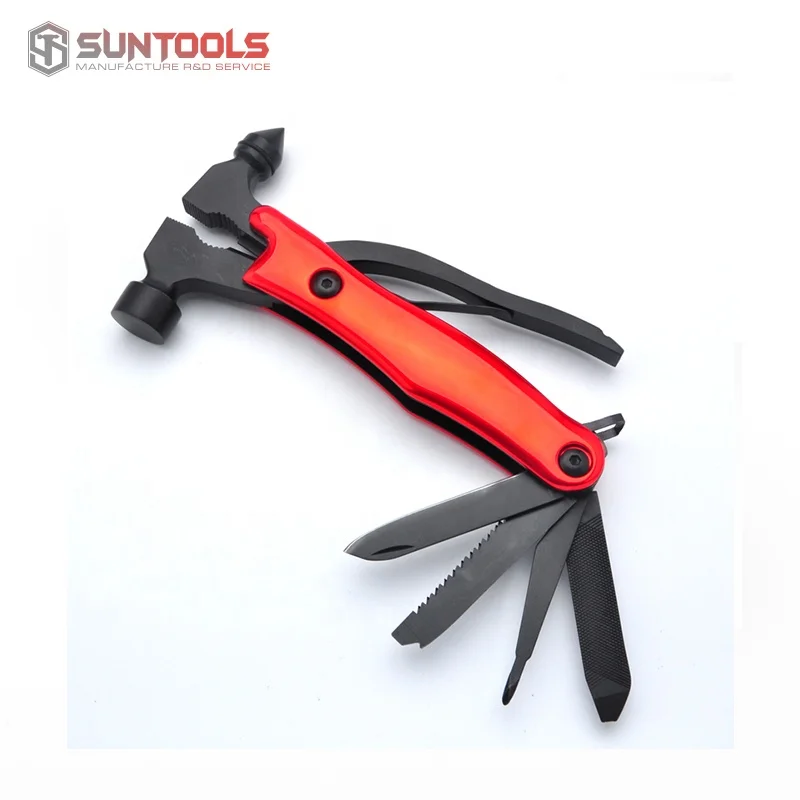 Factory direct supply stainless steel with black finished outdoor survival car use emergency glass breaker hammer multi tools