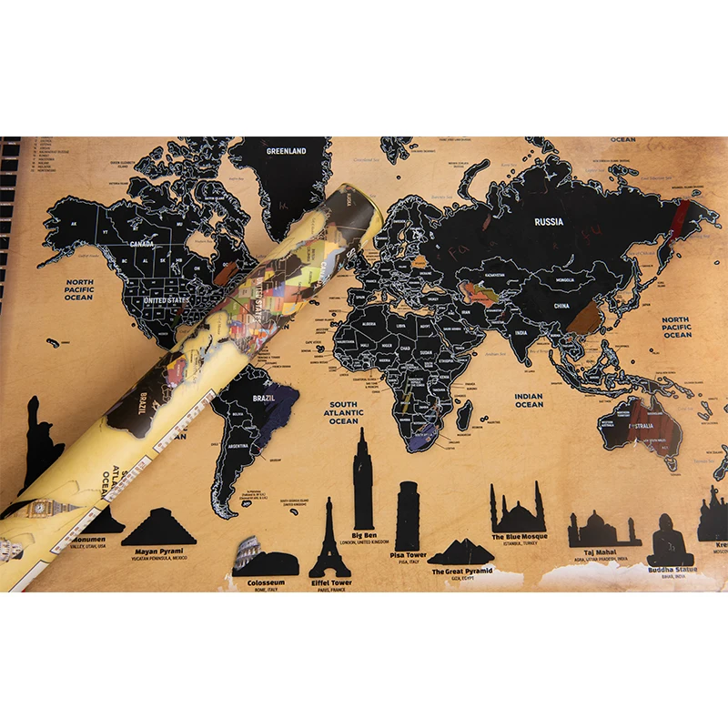 
Cheap Black Gold Scratch World Watercolor Poster Scratch Off Travel Map 