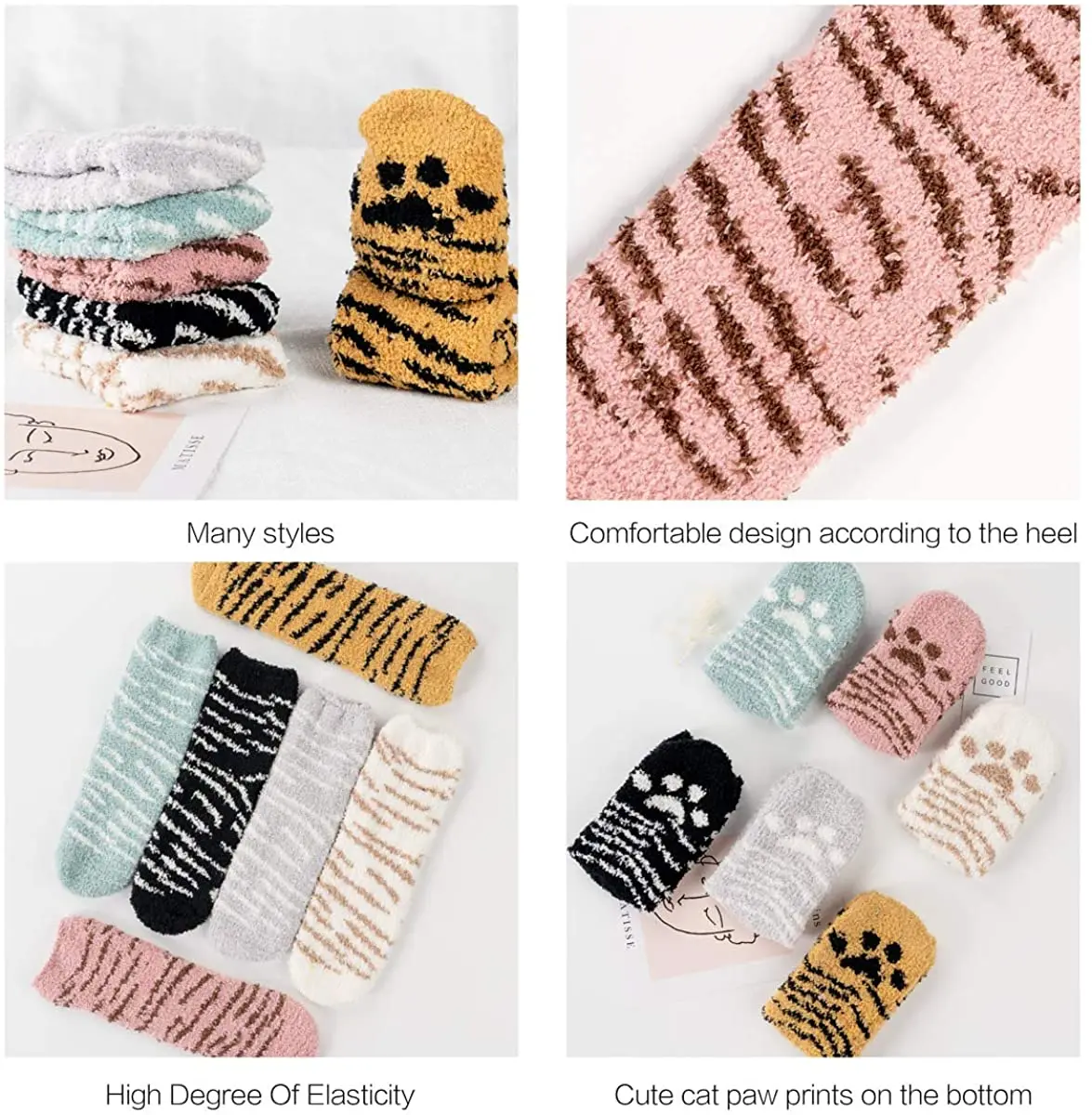 Женские дизайнерские мягкие теплые зимние носки Easycosy из кораллового флиса с узором в виде зебры толстые женские для пола