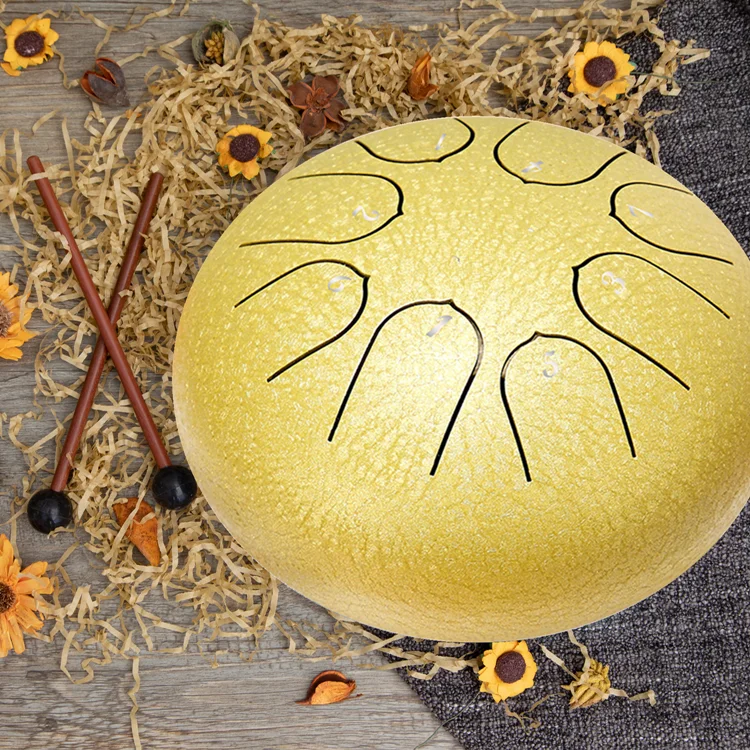 
6 Inch 8 Note Percussion Instrument Lotus Hand Pan Drum with Drum Mallets Carry B Steel Tongue Drum 