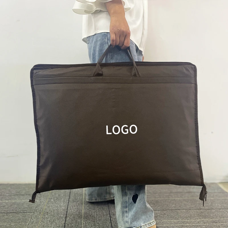 Brown Garment Care Accessories Shoe Garment Bag with Pockets