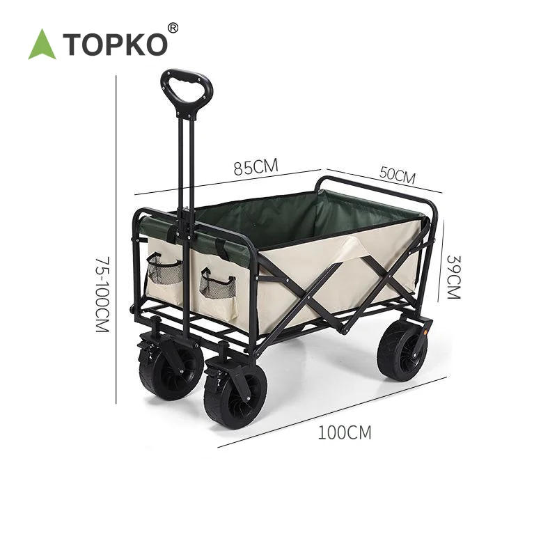 TOPKO Wholesale Portable Heavy Duty Outdoor Camping Hiking Travel Foldable Carry Trolley Cart Wagon