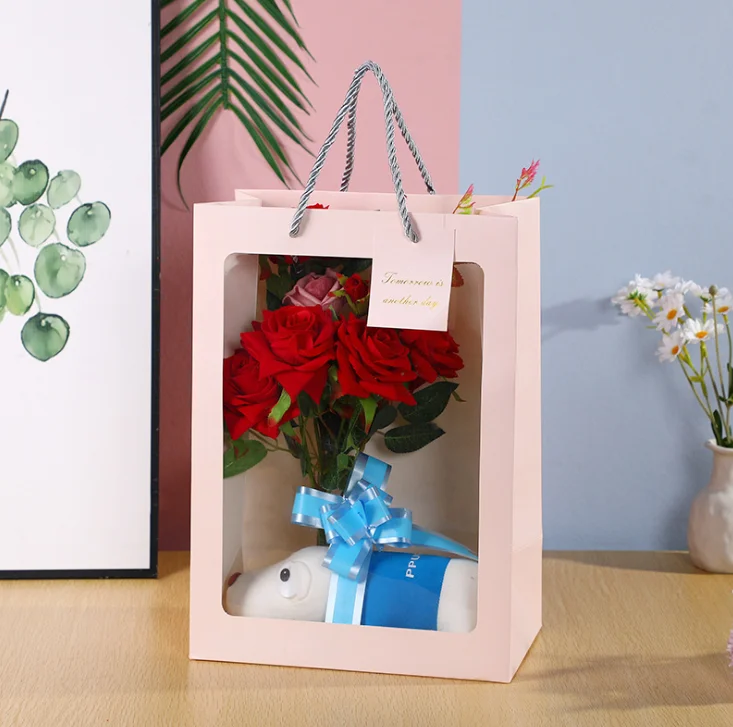 Wholesale clear Gift bags for flower flower bags flower packing paper bag