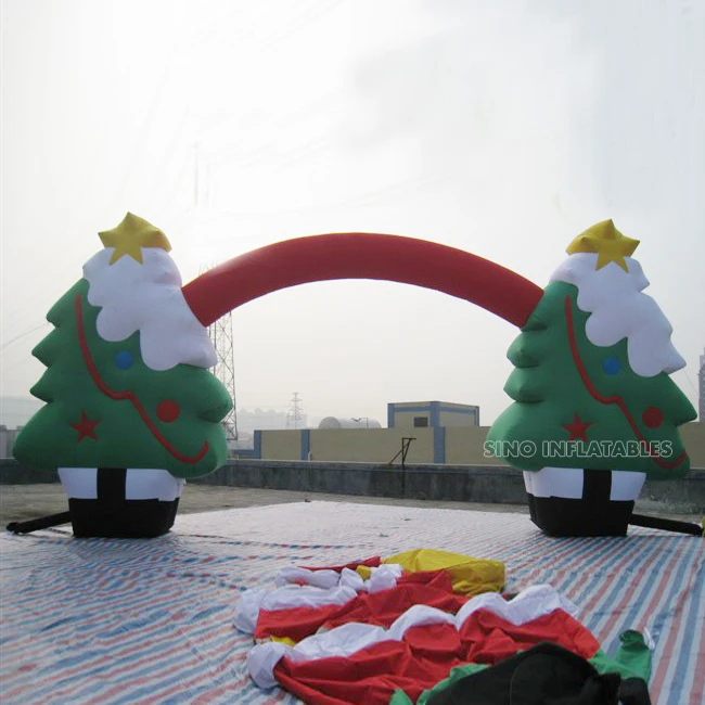 Custom made outdoor big double Christmas tree inflatable arch for Christmas promotion from Sino factory