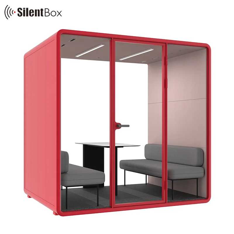 Model large office pods 2-4 person acoustic booth easy assembled and disassembled meeting cabin