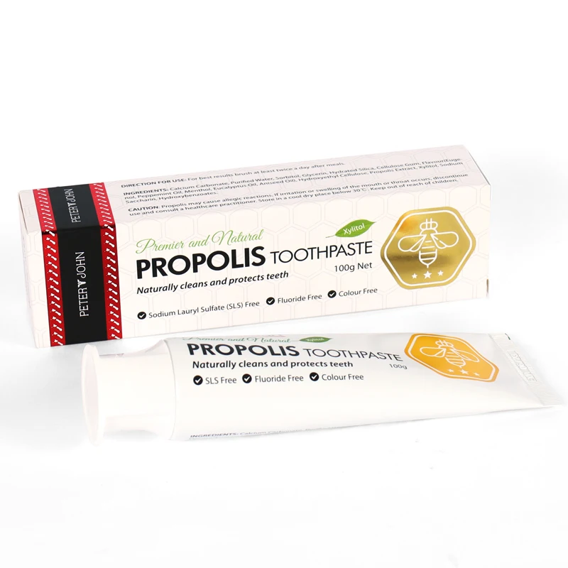 OEM 100% natural propolis whitening toothpaste fluoride free