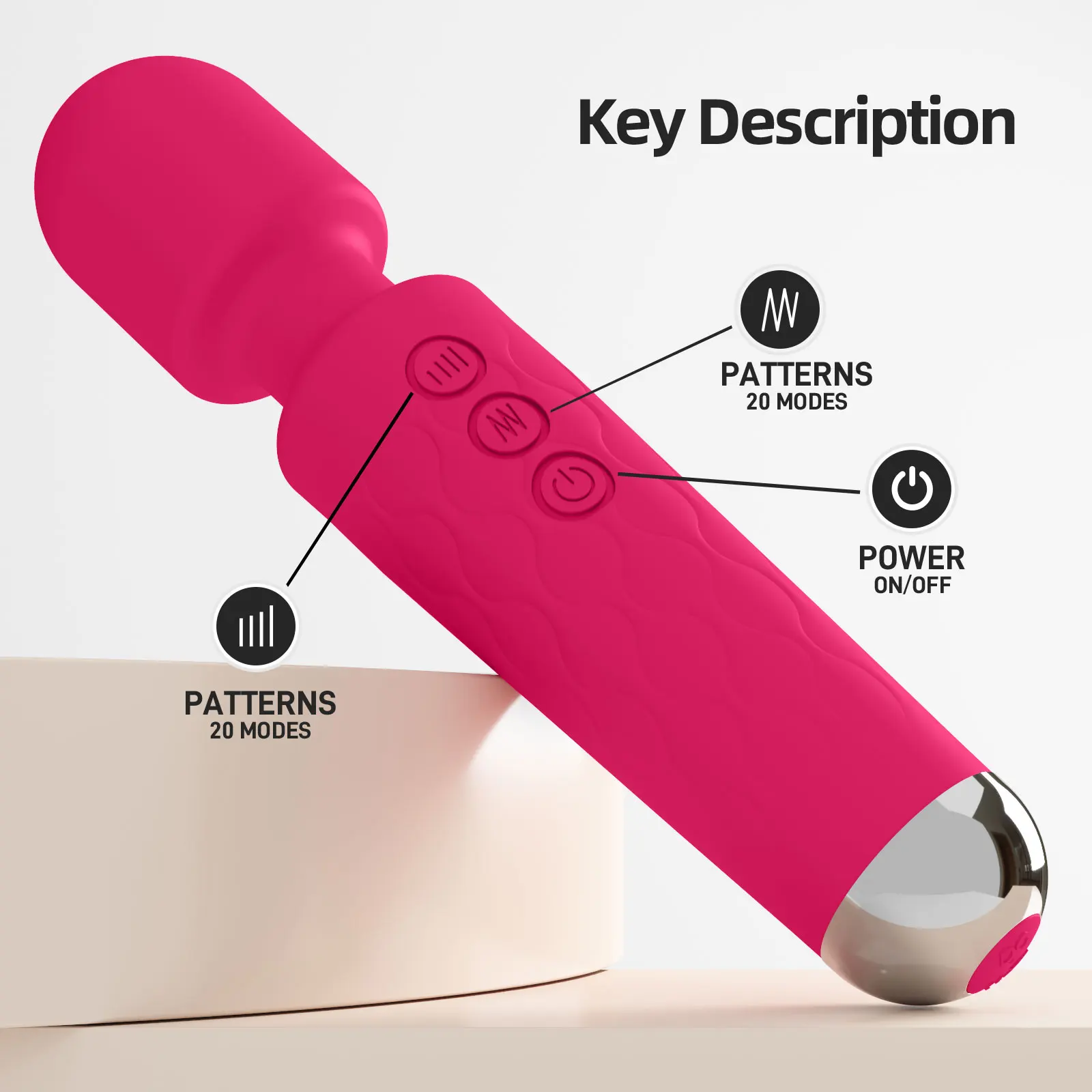 Wholesale 20 Modes Powerful Vibrators Rechargeable Massager G Spot Sex Toys AV Wand Vibrator Wand Vibrator Magic Wand Massager