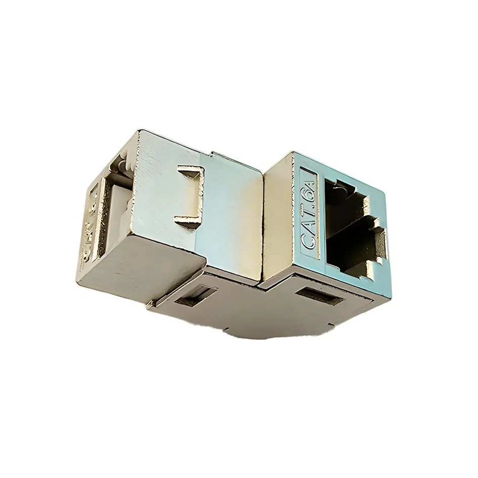 CAT5E CAT6 CAT6A through docking Keystone Jack Wall Panel Mount Connector 90 degree zinc alloy through module panel
