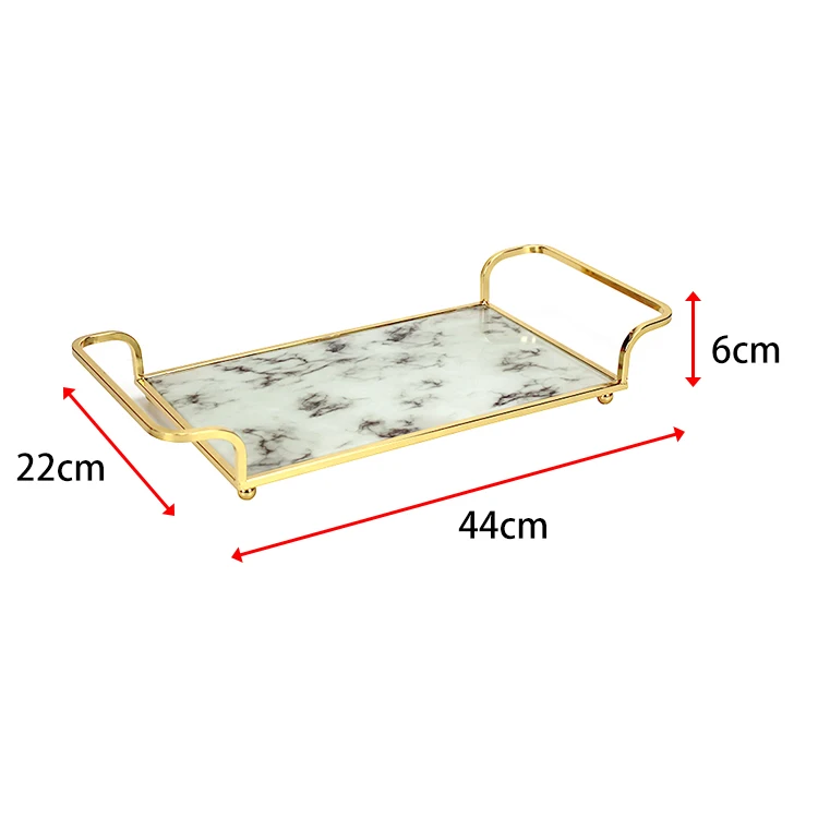 HELI Gold Mirror Tray Home Decor Marble Vanity Luxury Perfume Decorative Mirrored Tray