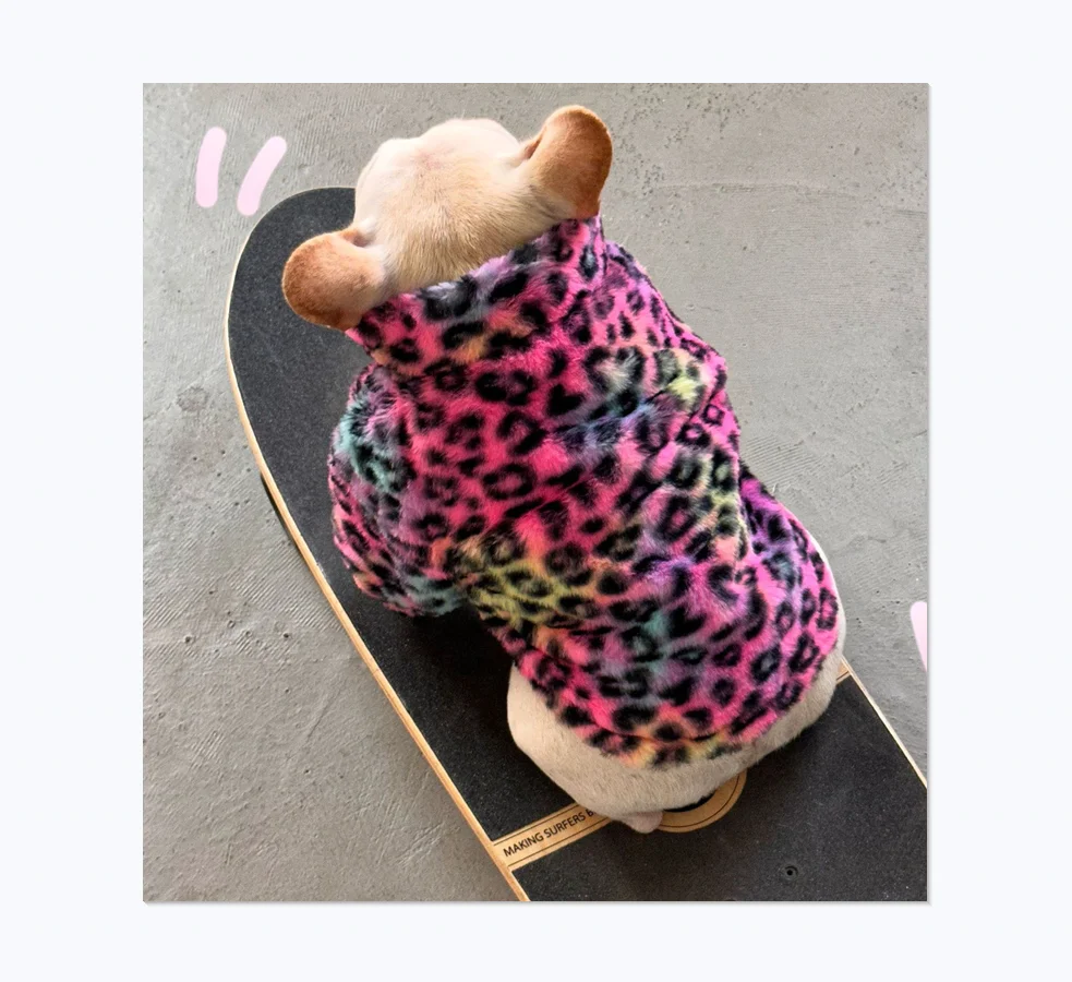 Star Trend Same Super Cool Pink Leopard Print Pet Coat Winter Dog Clothes Thickened