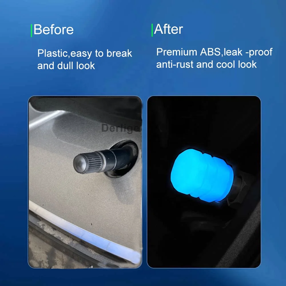 Fluorescent Car Tire Air Dust Cover Luminous Glow in The Dark Valve Stem Caps