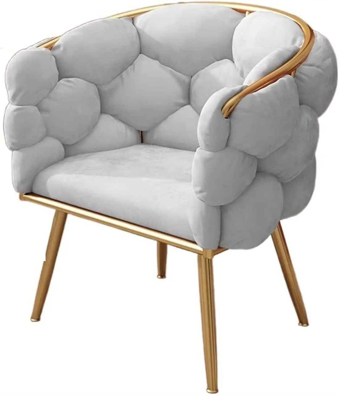 Luxury leisure armrest Turquoise woven fabric dining chair with golden metal frame