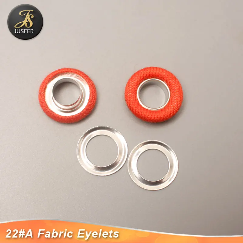 Jusfer new style 3 parts metal brass eyelets and grommets covered fabric for clothing