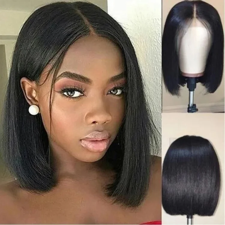 High Quality Wholesale Lace Front  Hair Suppliers Cheap Human Hair  Wig 150 Density Straight Bob for black women