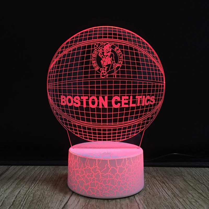 Basketball Shape 3D Optical Illusion Lamp Smart 7 Colors Celtics Fans LED Night Light Table Lamp