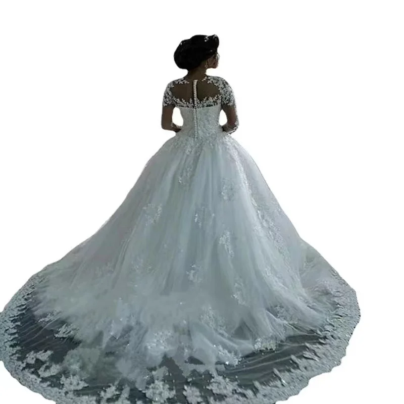 II Gown  Summer Bride Wedding Dress Long Sleeve Floor-Length Ball Gown Classic Style Voile Tulle Fabrics New Patterns Lace Dress