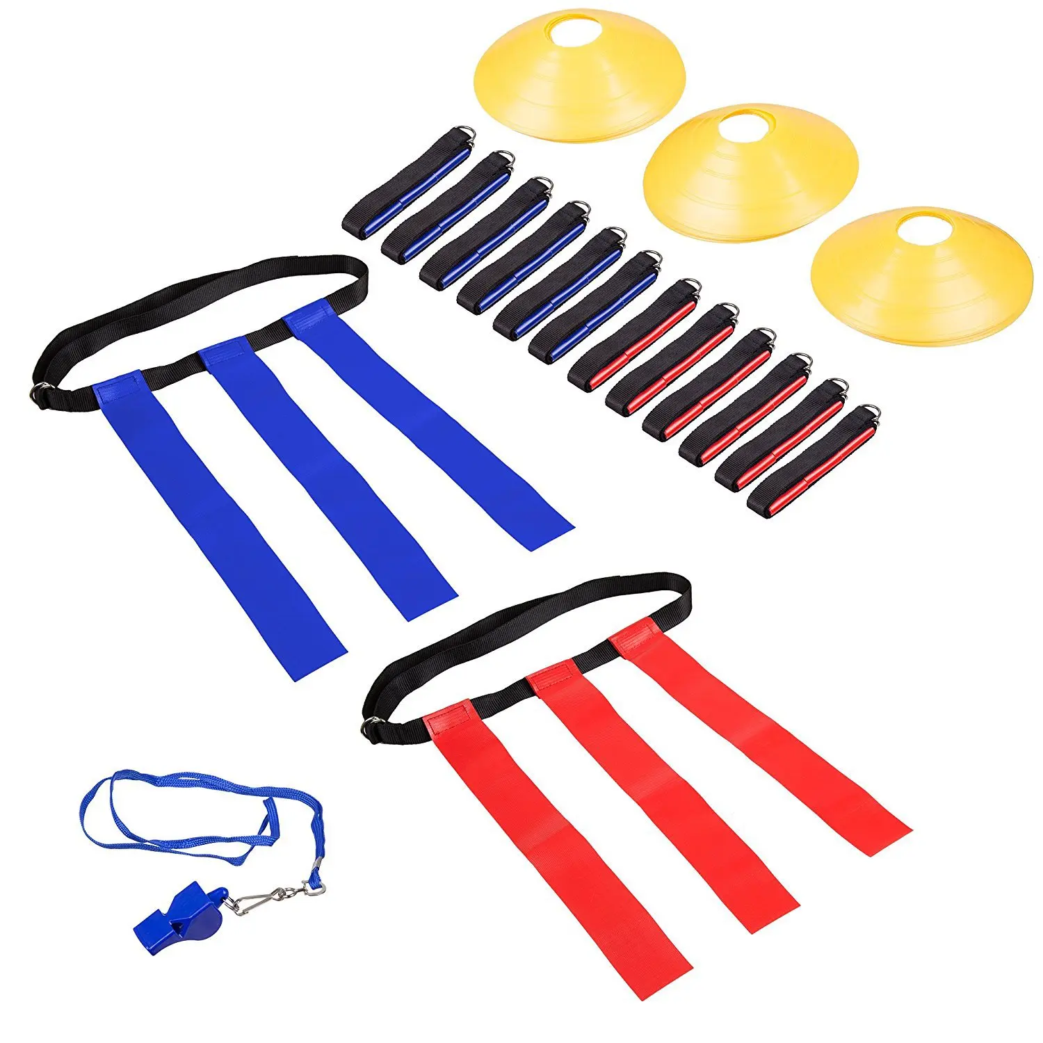10 Player 3 Flag Football Set - 10 Belts with 30 Flags rugby soccer tag