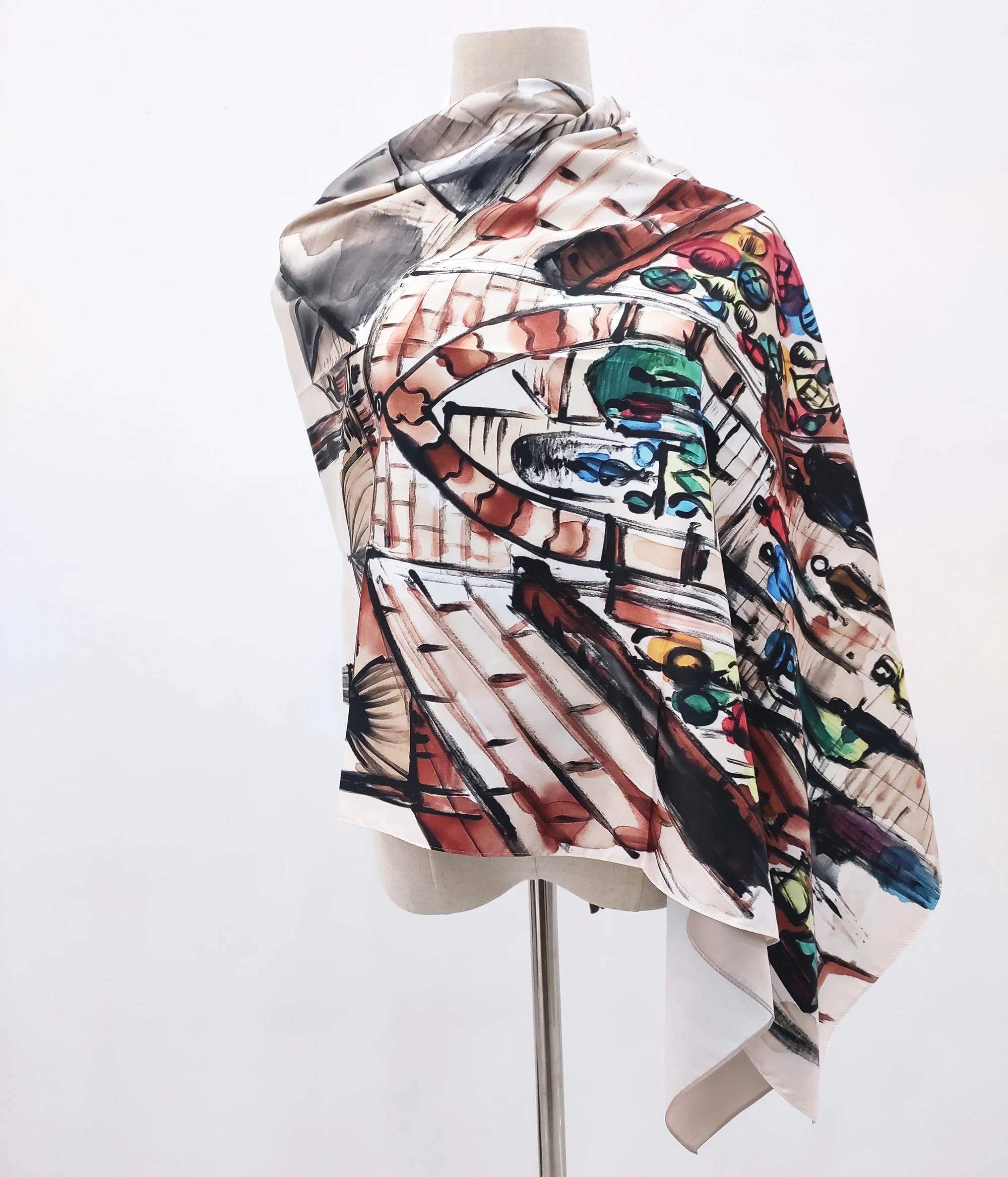 
Hot selling custom polyester triangle satin scarf with low price 