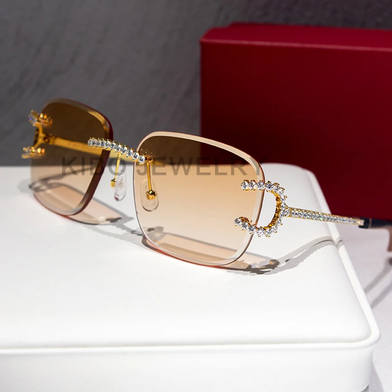 KIBO Gems Personal Custom Hip Hop Rapper Decorative Type Luxury Glasses VVS Moissanite Sunglasses For Men Glasses Luxury