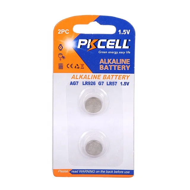 PKCELL button cell battery 1.5V AG7 LR57  LR927 LR195 Alkaline Button Cell 2B 5B 10B Battery for watch