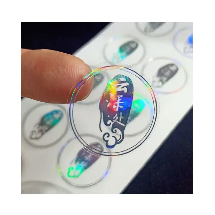 Self-adhesive Transparent Waterproof Vinyl Holographic Clear Stickers Custom Die Cut Hologram Sticker With Custom Logo