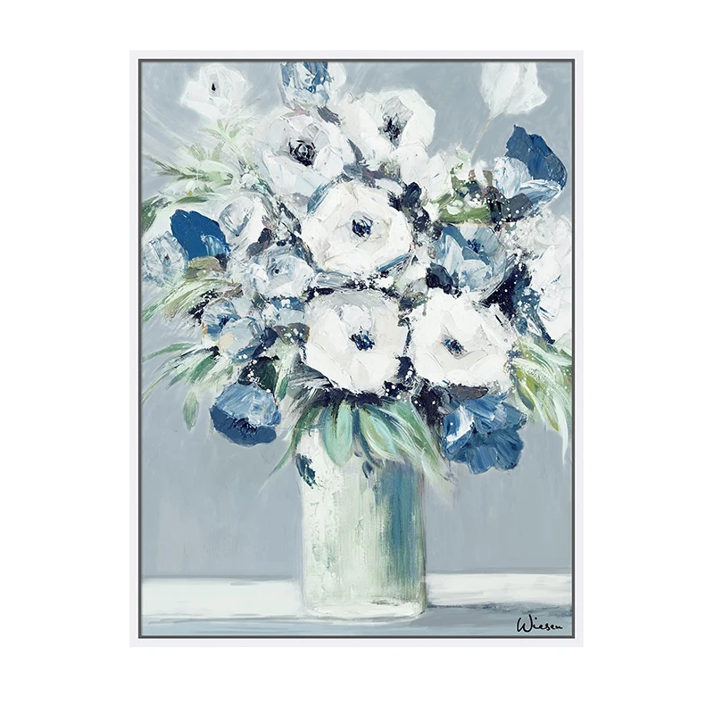 Wholesale Custom Modern Floral Canvas Wall Art Handmade oil Acrylic Painting With Foil Nordic Artwork For Home Hotel Decor