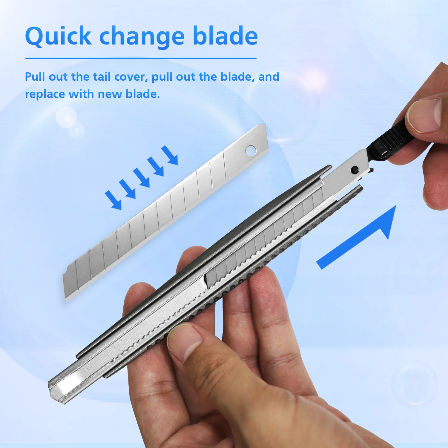 ZY-63 Custom Heavy duty Aluminium alloy Handle Utility Knife 9mm Sk2 Snap off Knife Sharp and Durable Cutter Knives