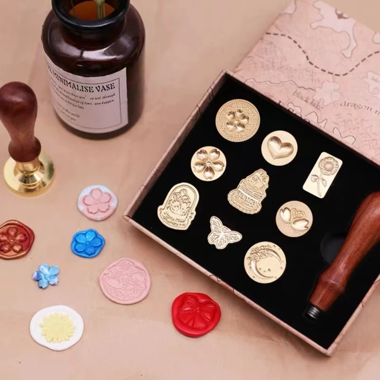 Muti Sizes Shapes Wood Handle Or Only Head Blank Wax Seal Stamp Custom Round Square Rectangle Wax Stamp