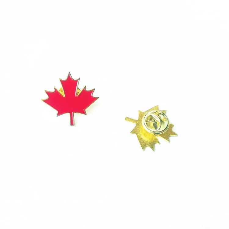 Soft Hard Enamel Canada Red Maple Leaf Metal Lapel Pins Gold Plated Butterfly Clutch Badge Shirt Pins
