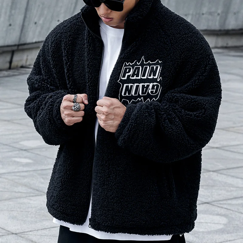 Wholesale winter Outdoor Clothing Mens Custom  Sherpa Jacquard trapstar Fleece Jacket