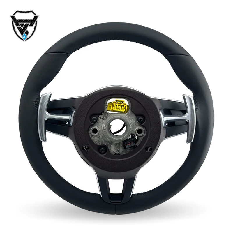 Fully perforated leather handle with customizable color for steering wheel modification for Porsche 2006-2013 ZC-BSJ-2