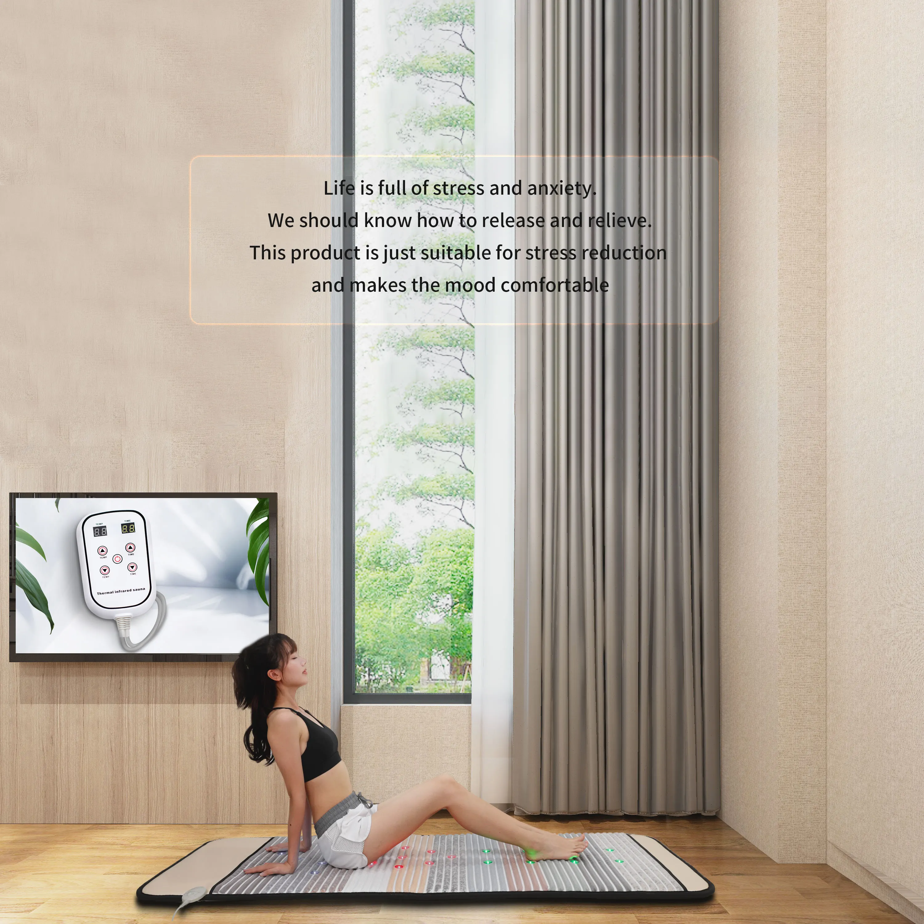 Huikang Chakra crystal pemf mat photon infrared sauna mattress pemf infrared mats with crystals