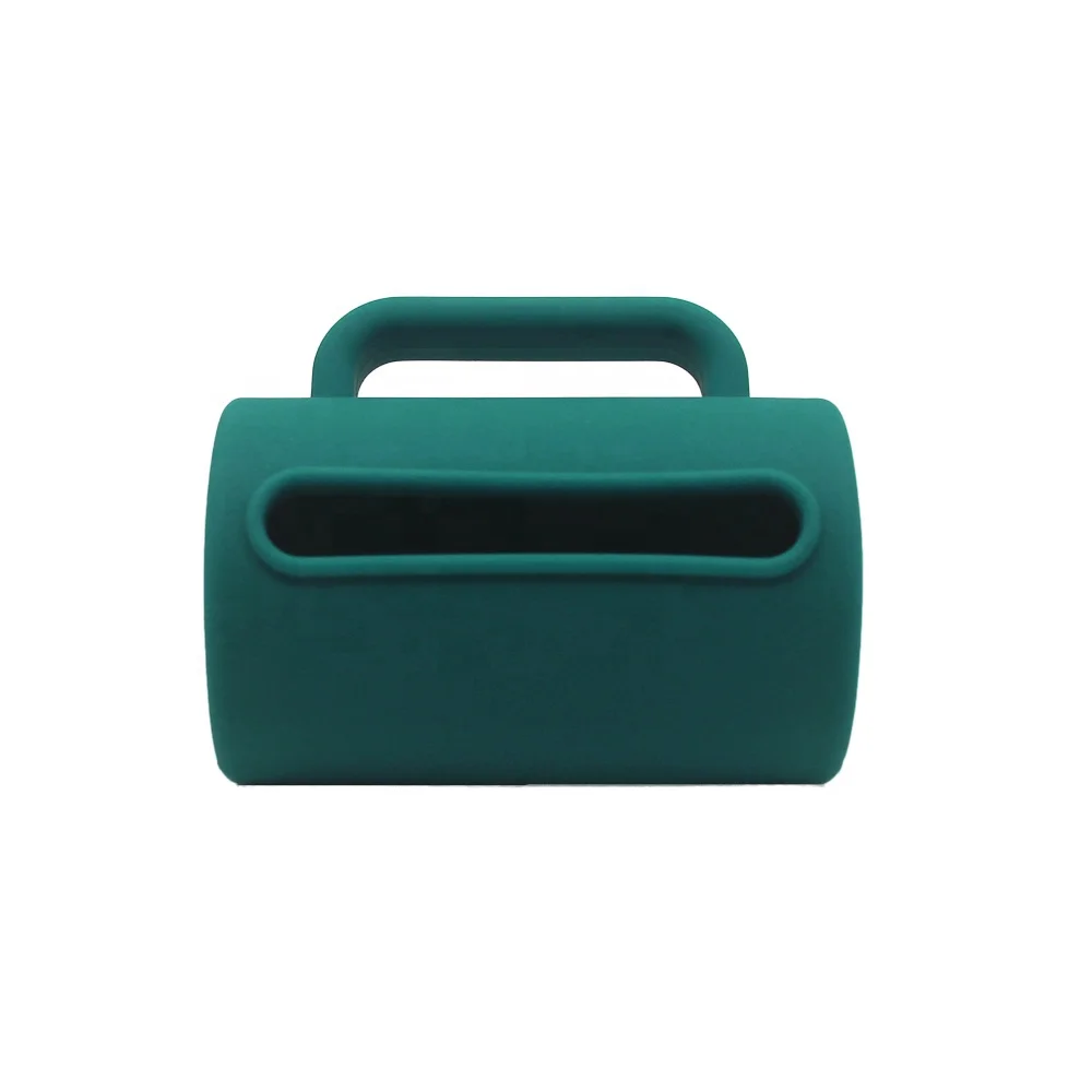 Custom Eco- Friendly silicone dog poop bag holder waste bag dispenser bag roll container carrier pouch