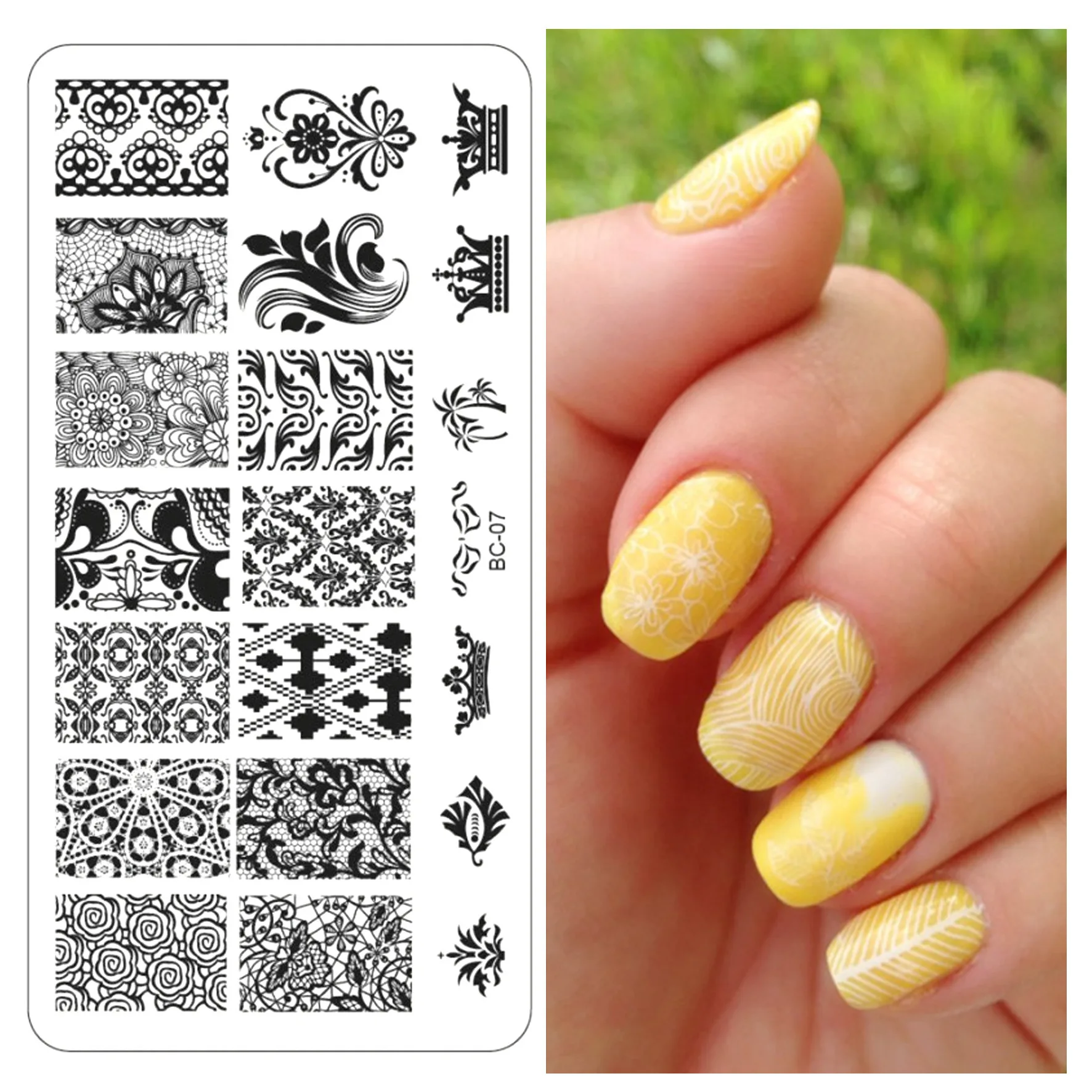 2024 Nail Art Stamping Plate French Line Stripe Graffiti Print Nail Stencils Stainless Steel Nail Image Stamping Plates