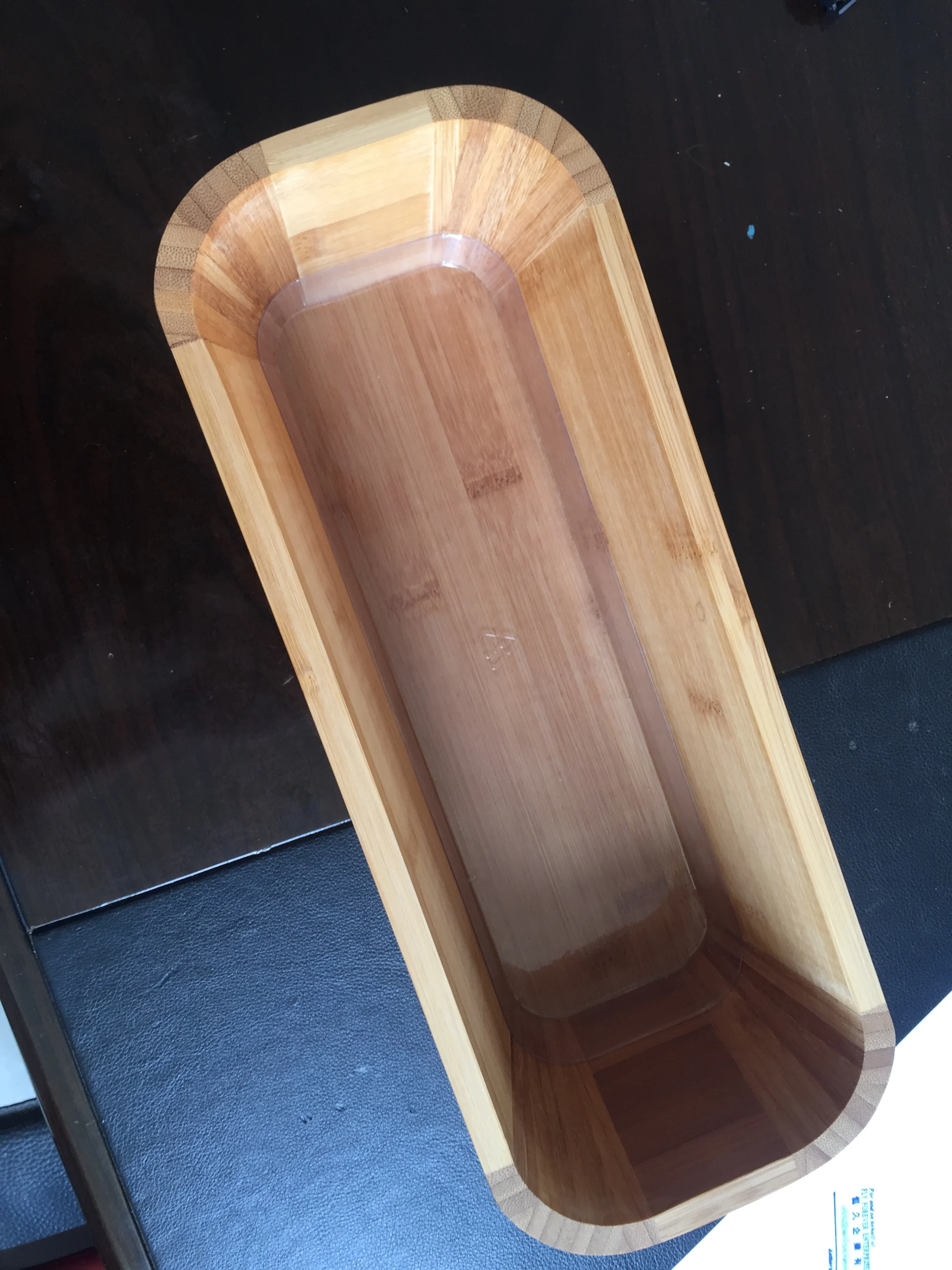 Natural Bamboo Wooden Rectangular Window Box Planter with Removable Drip Tray