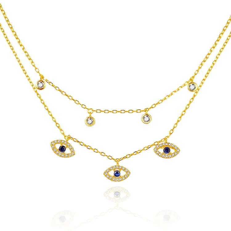 POLIVA 18K Gold Plated Evil Eye Boho Silver 925 Choker Necklace Sterling Silver Jewelry