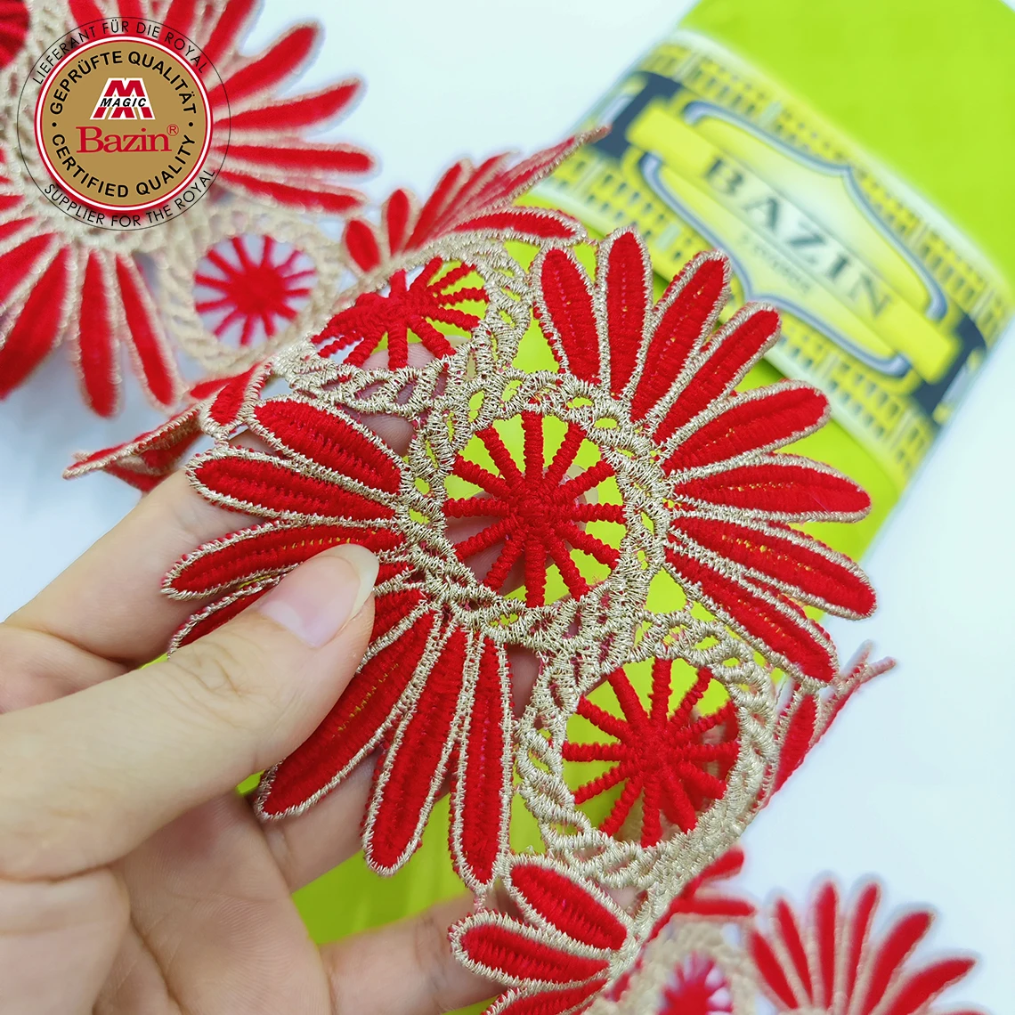 Lace Trimmings With Bazin Riche Original 2022 African Lace Fabric Ribbon Trim For Wedding Dress Sewing Nigerian Party Basin