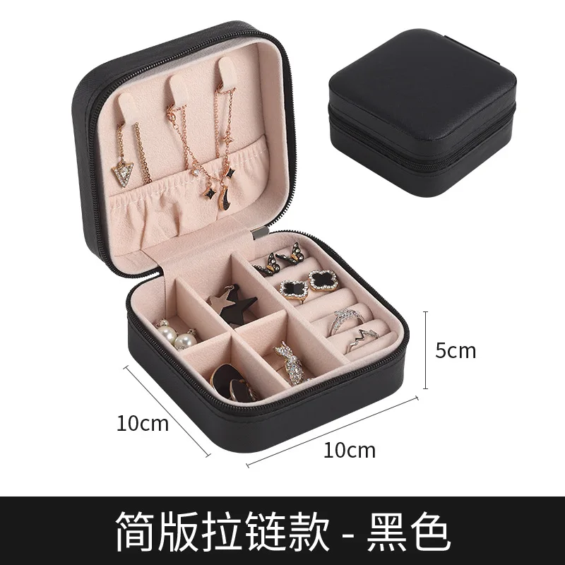 2022 New Design Portable Travel Mini Jewelry Box Leather Jewellery Ring Organizer Case Storage Gift Box Girls Women