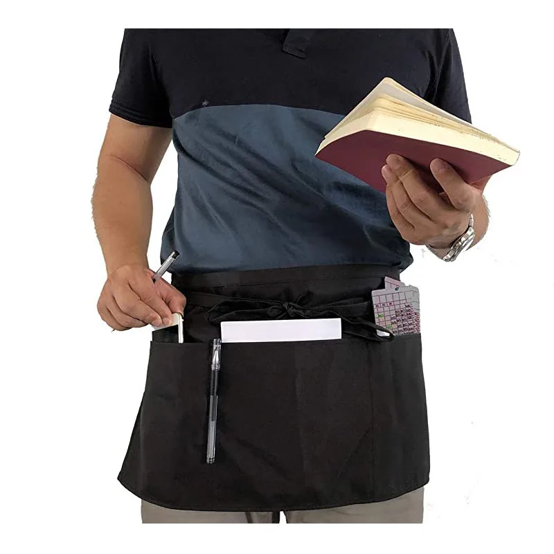Фартук унисекс с полуобхватом груди для ресторана кухни кофейни магазина официантки Униформа Короткий карманами
