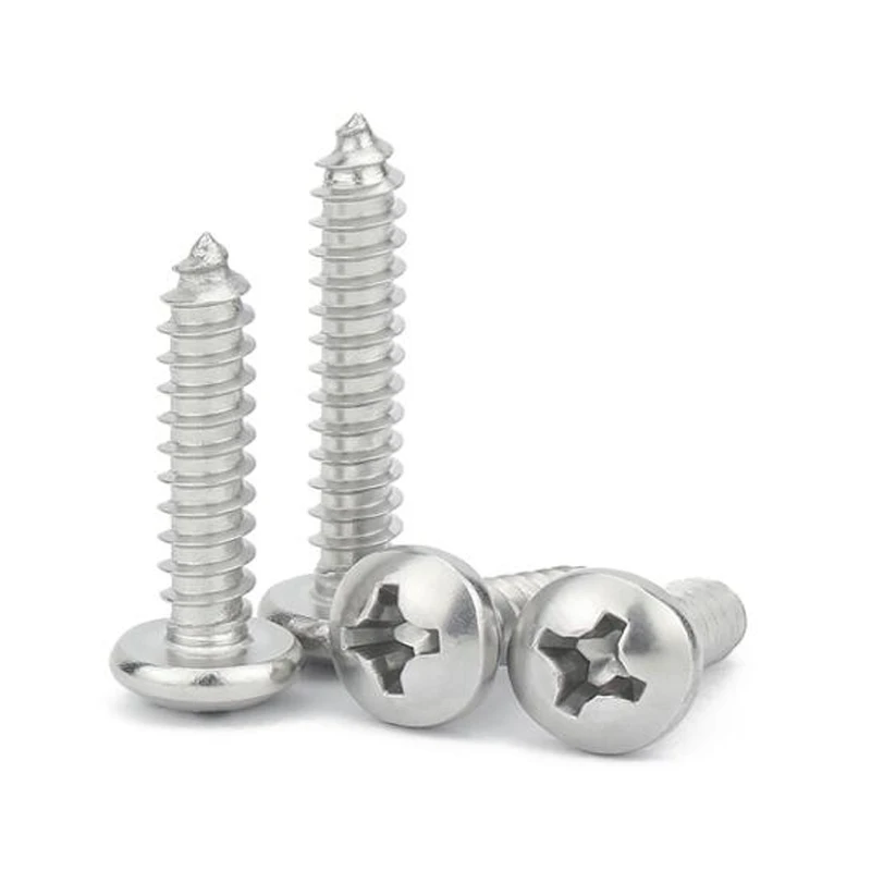 5mm B7 Carbon Steel Class Grade 4.8 8.8 10.9 12.9 Chrome Nickel Plated Cross Recessed Pan Round Head Wood Tapping Screw DIN7996