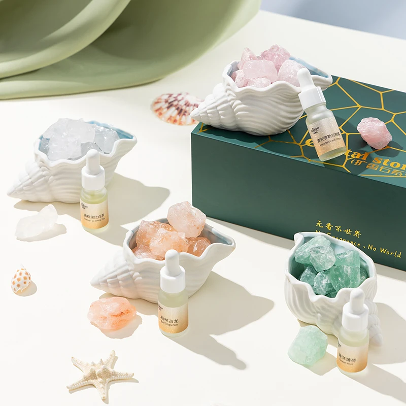 ready to ship low MOQ color gift box conch colorful 300 g aroma stone diffuser expanded fragrance stone