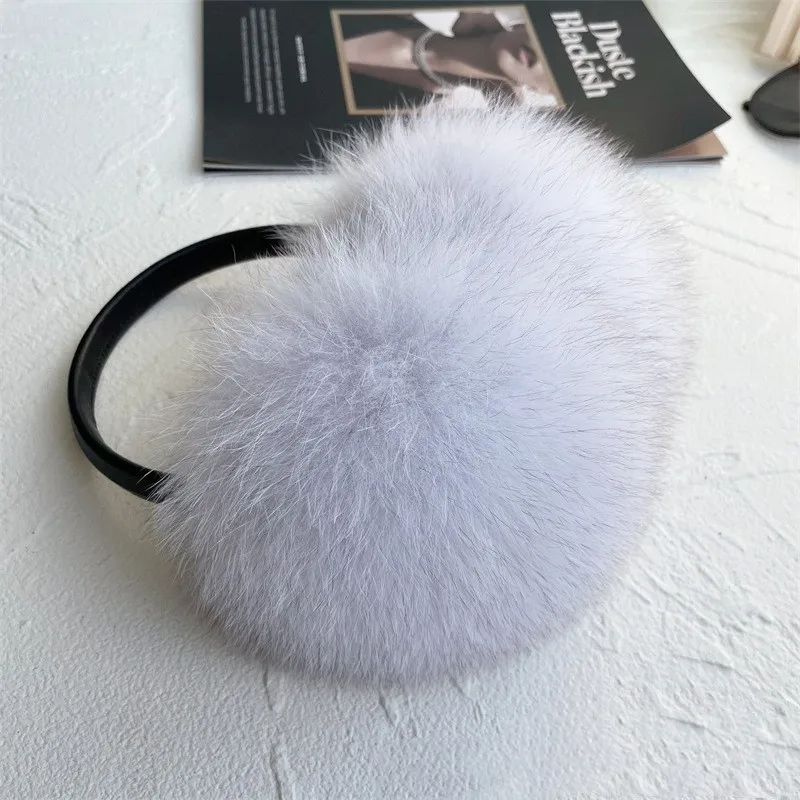 New Popular Winter Warm Women Real Fur Ear Cover Girls Luxury Fluffy Fox Fur Earmuffs