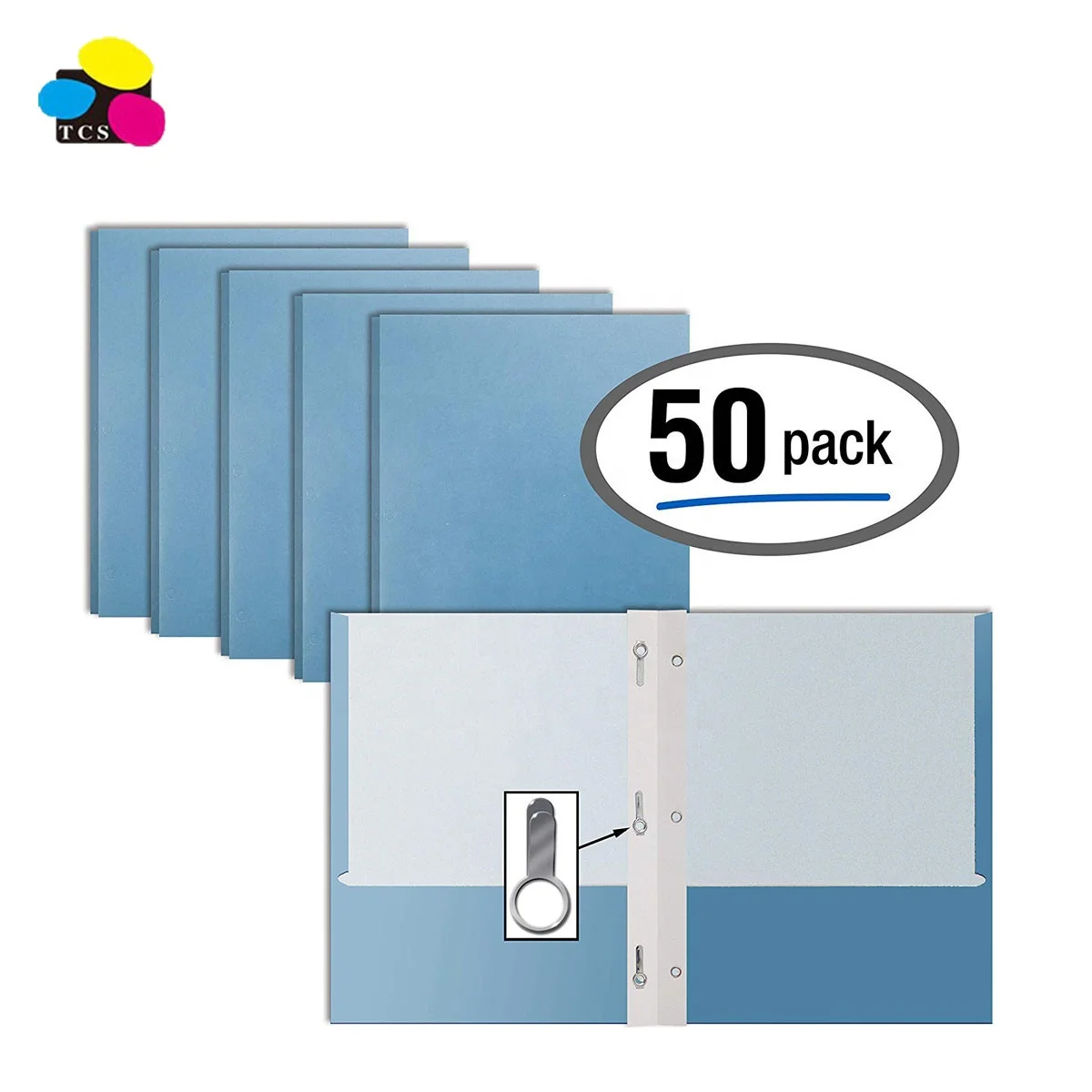 Синяя бумага 2 карманных папки с зубцами 50 упаковок матовая текстура 3 металлическими зажимами для крепления
